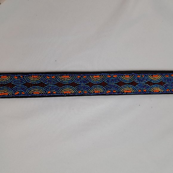 Vintage Ginnie Johansen Beaded Leather Belt M main image 3